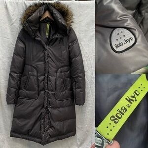 Soia & Kyo Down Blend Stadium Coat w Faux Fox Collar